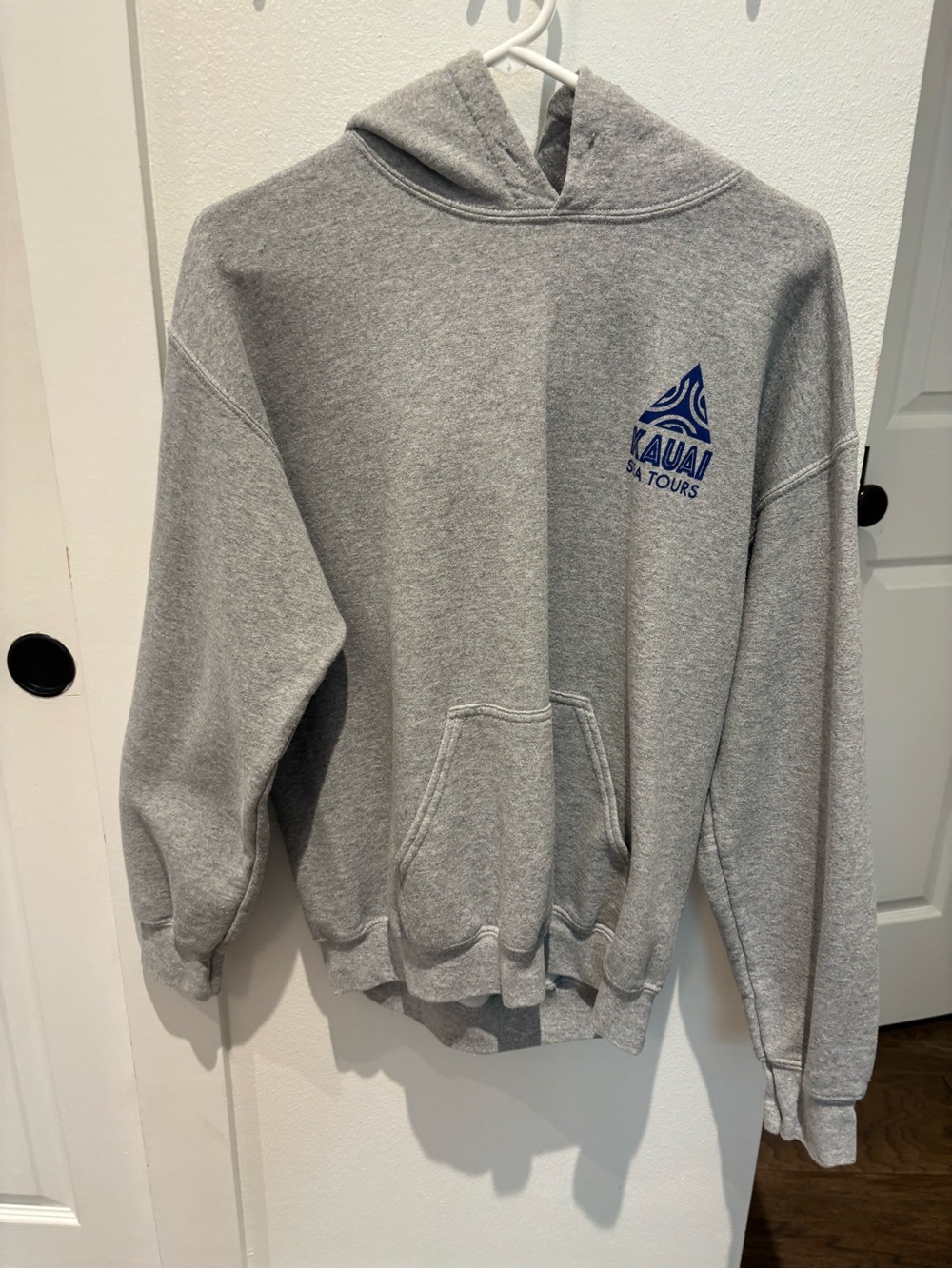 Gildan Gray Hooded Sweatshirt with Blue Kauai Logo